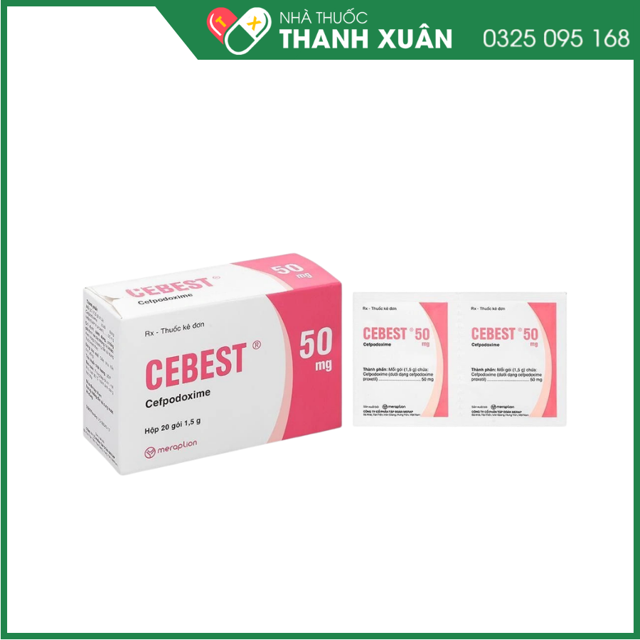 Cốm pha hỗn dịch Cebest 50mg trị một số bệnh nhiễm khuẩn hô hấp, tiết niệu